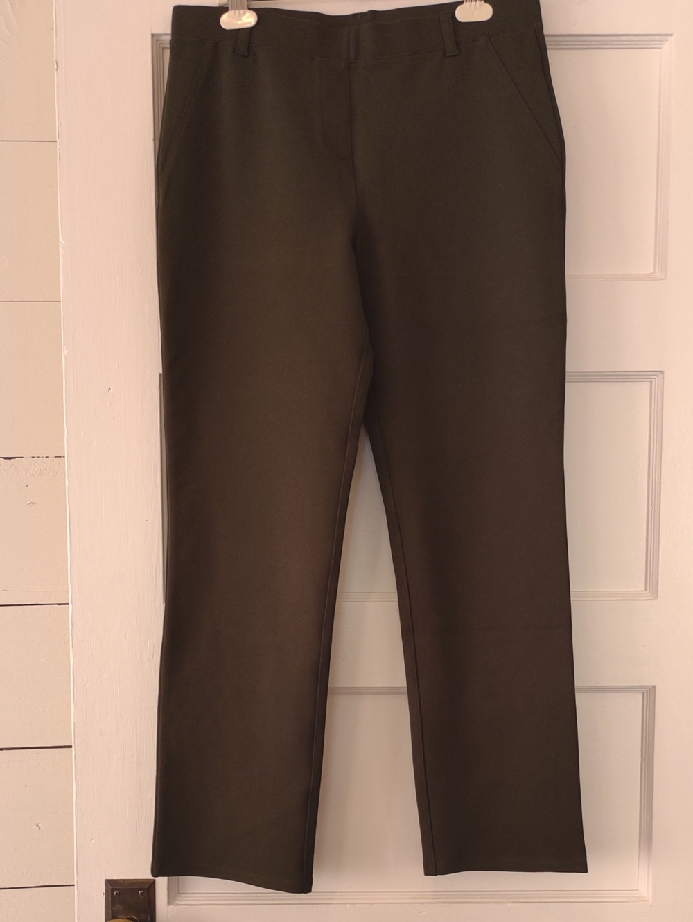 Women's Quince Olive Green Ultra Stretch  Ponte Straight Leg Pant Med, 28 Inseam